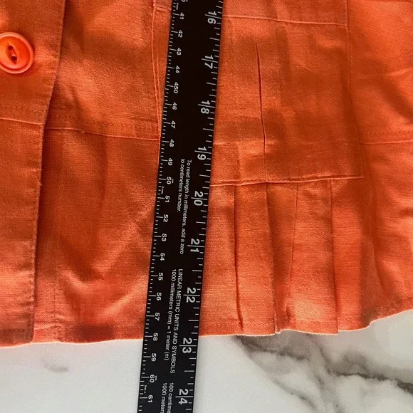 Sigrid Olsen XL Linen Button Down Top‎ Coral Orange Collared Shirt - Picture 10 of 10